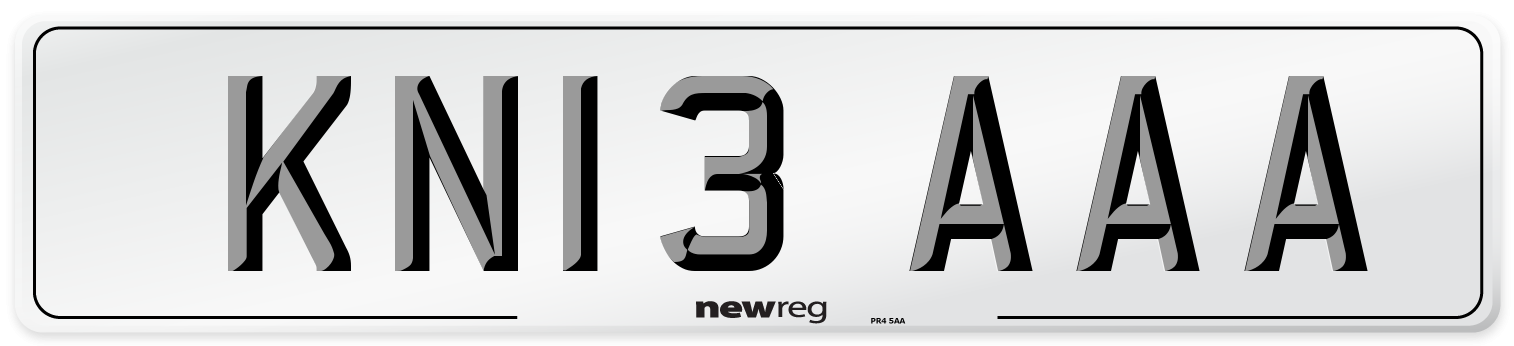 KN13 AAA Number Plate from New Reg